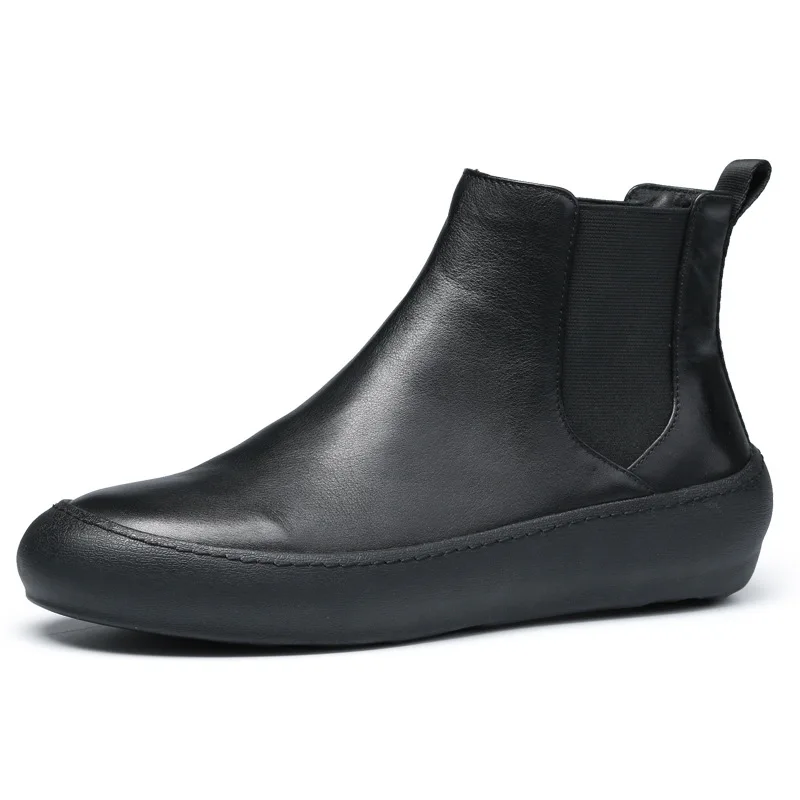 

Genuine Leather Men's Leisure combat boots cowhide Hip-hop Men's British Retro shoes mens chelsea boots military boots male
