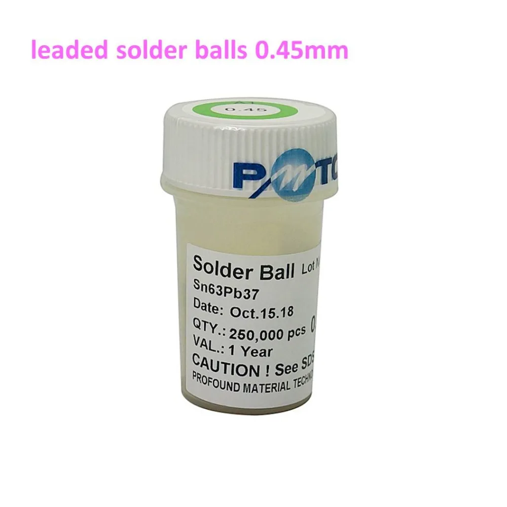 

1 Bottles PMTC BGA Solder Balls Leaded 0.45mm 250K for Reballing Rework SGS Sn63 Pb37
