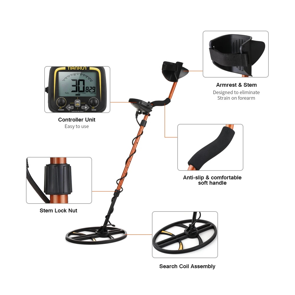 

High Sensitivity Underground Metal Detector Pinpointinter Gold Digger with Bag Earphones 3 Tones For Metal Categories Detectors
