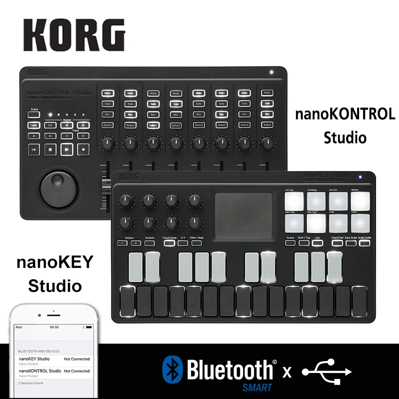  Korg nanoKONTROL Studio/nanoKEY Studio Keyboard Controller Bluetooth/USB MIDI Control Surface with 