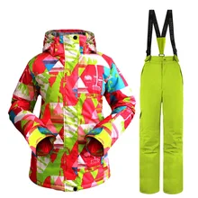 2 шт./1 комплект камуфляжное теплое платье высокого качества Женская лыжная одежда водонепроницаемый костюм для сноубординга наборы снежные костюмы
