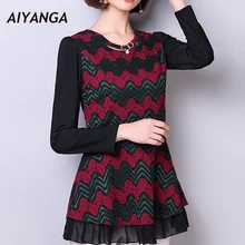 Lace кружевные топы для женщин длинный рукав средний длинный тонкий свободный элегантный плюс размер кружева футболки Весна под рубашкой Топы Леди