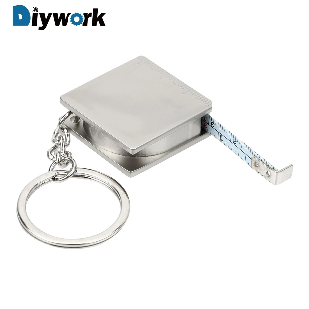 DIYWORK Measuring Tools Stainless Steel Retractable Ruler Tape Measure Keychain Key Ring Gauging Tools Keyring Pull Ruler DIYWORK Measuring Tools Stainless Steel Retractable Ruler Tape Measure Keychain Key Ring Gauging Tools Keyring Pull Ruler
