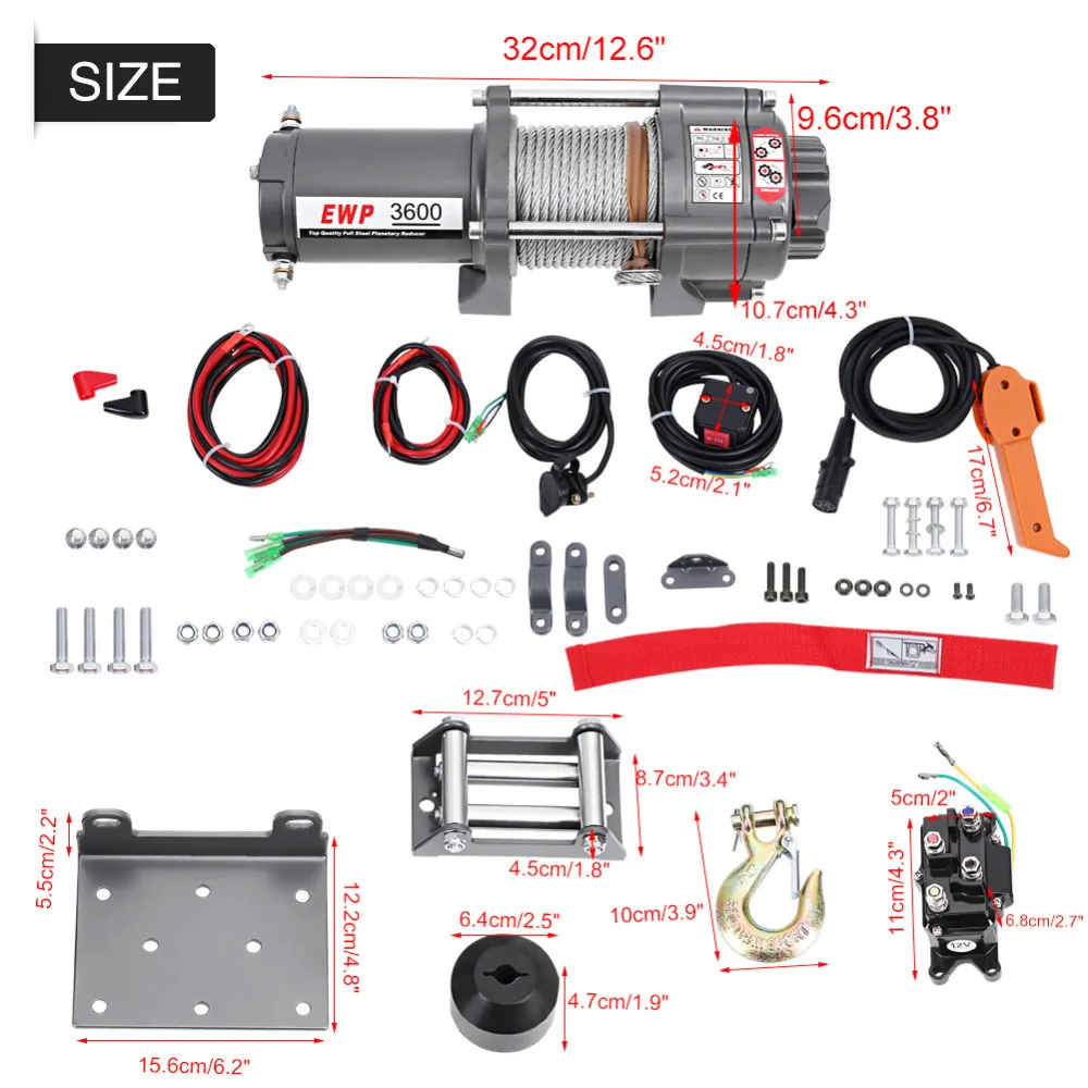 3600lbs 12 В электрическая лебедка инструменты для восстановления автомобиля, яхты, ATV, грузовика, лодки, прицепа, квадроцикла, подъемный инструмент