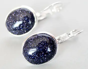 

ELEGANT NATURAL BLUE SAND jade 925 SILVER EARRINGS
