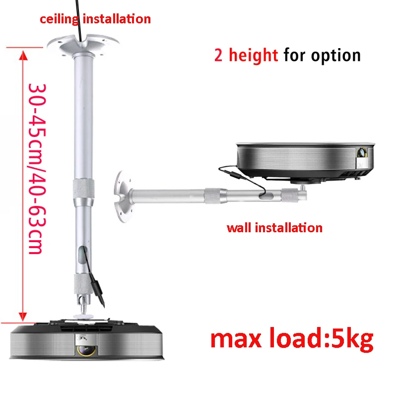 Universal 20-40cm Projector Ceiling Wall Mount Bracket 15KG Capacity 360 Rotate