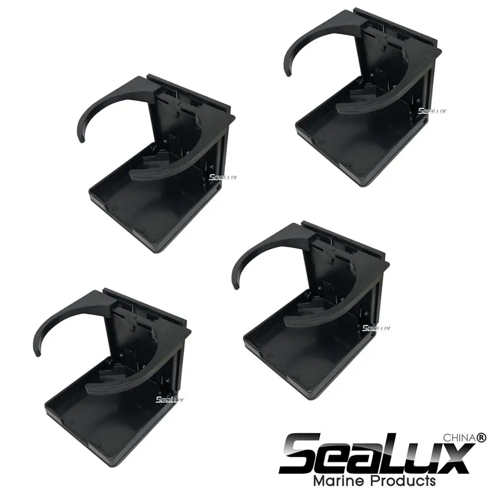 

Sealux 4 pcs per set Plastic Black Adjustable Drink Folding Cup for Marine Yacht, boat and car RV