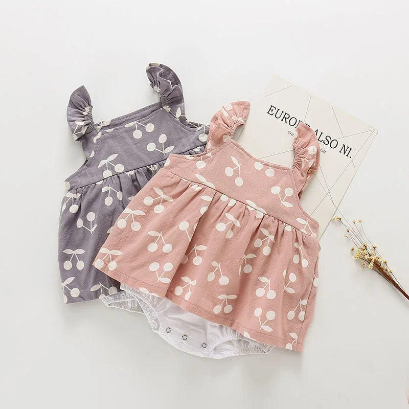 

2019 Spring New Baby Clothing Cherry Print Baby Boys Bodysuits Cotton Toddler Girls Bodysuits Cute Infant Clothes