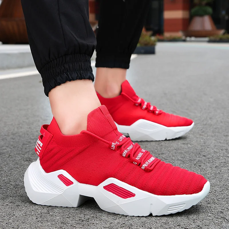 

Rommedal Men's clunky sneakers fly weave new fashion sock shoes thick bottom leisure tide shoes sport trainers footwear male