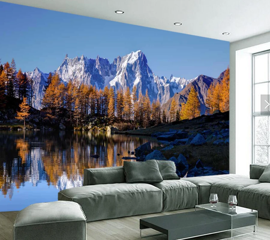 

Custom photo wallpaper, mountain and lake natural landscape murals for living room bedroom background decorative waterproof wall