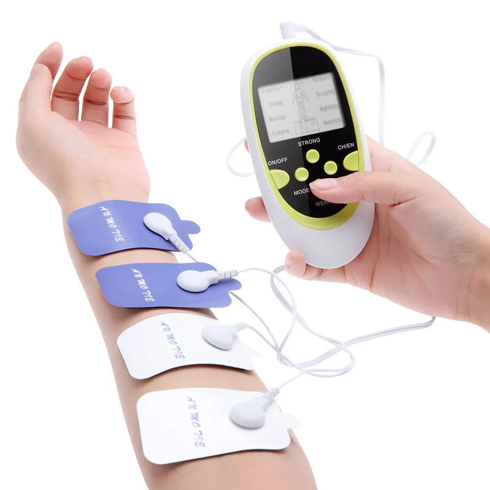 NEW DUAL TENS MACHINE DIGITAL MASSAGE + ACCUPUNCTURE Body Massager+4pcs
