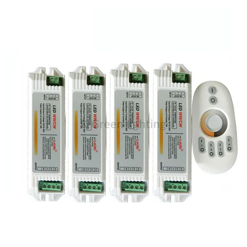 

1X High quality 4 Zone 2.4G WW+CW adjustment color temperature controller 1PCS LED controller +4PCS CCT controller free shipping