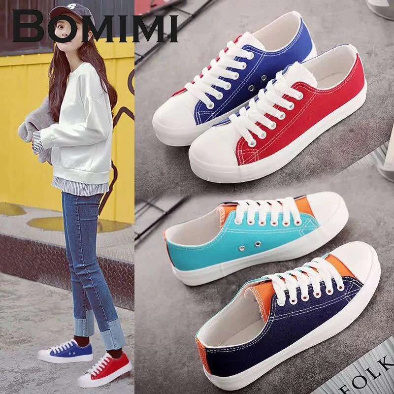 

BOMIMI Women Sneaker Casual Shoes Female Summer Canvas Shoes Lace Up Ladies Basket femme Stars tenis feminino