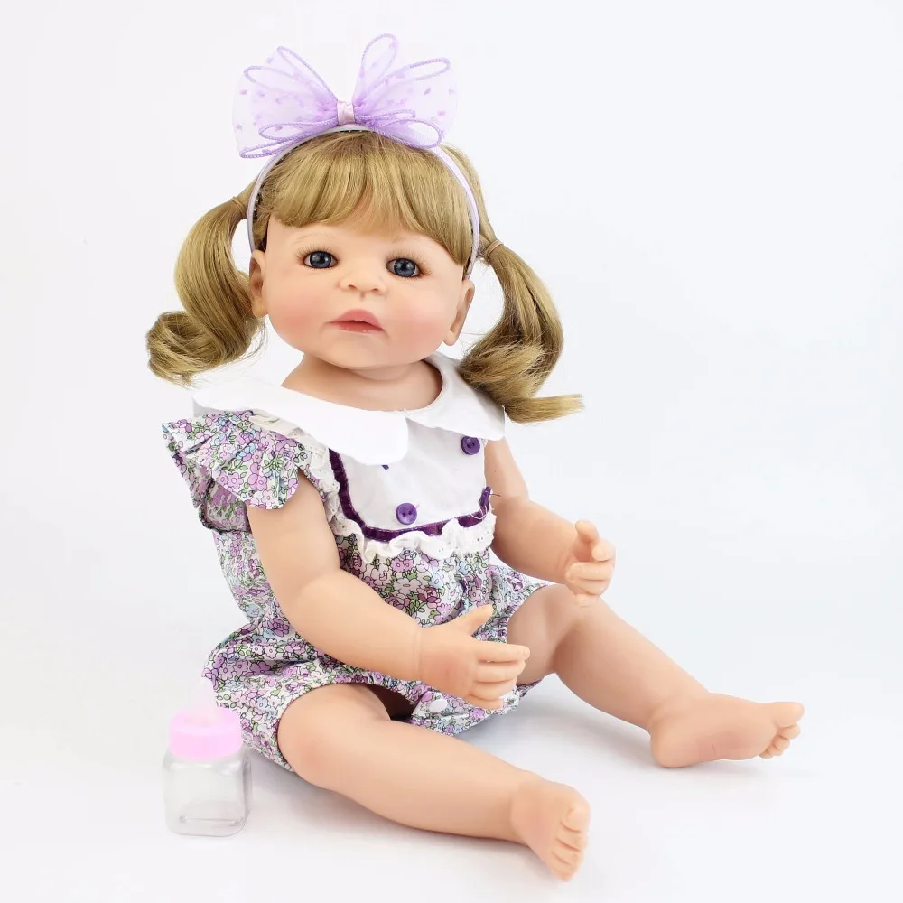 55 см полностью силиконовая кукла-Реборн, игрушка для девочки, виниловая кукла для новорожденных, блонд, принцесса, младенцы, Bebe, игрушка для купания, подарок на день рождения, рождественский подарок