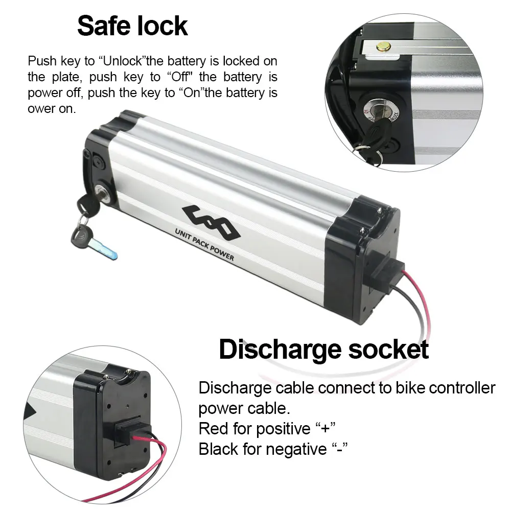 UPP 36 вольт Серебряная рыба батарея для электровелосипеда 36 В 18Ah 15Ah 10Ah литий-ионная батарея для электровелосипеда Bafang BBS01 BBS02 500 Вт