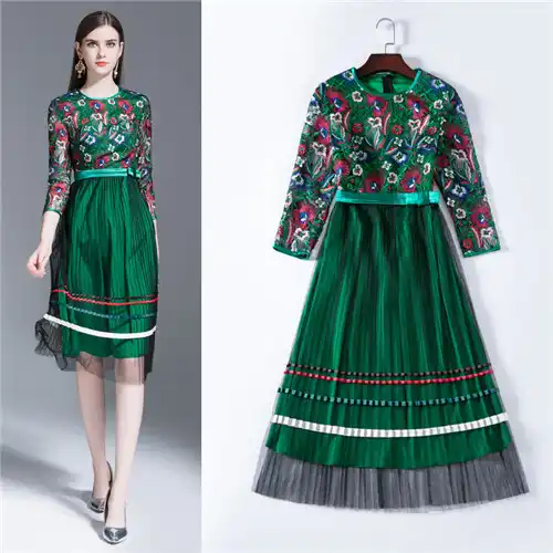 mesh embroidered midi dress