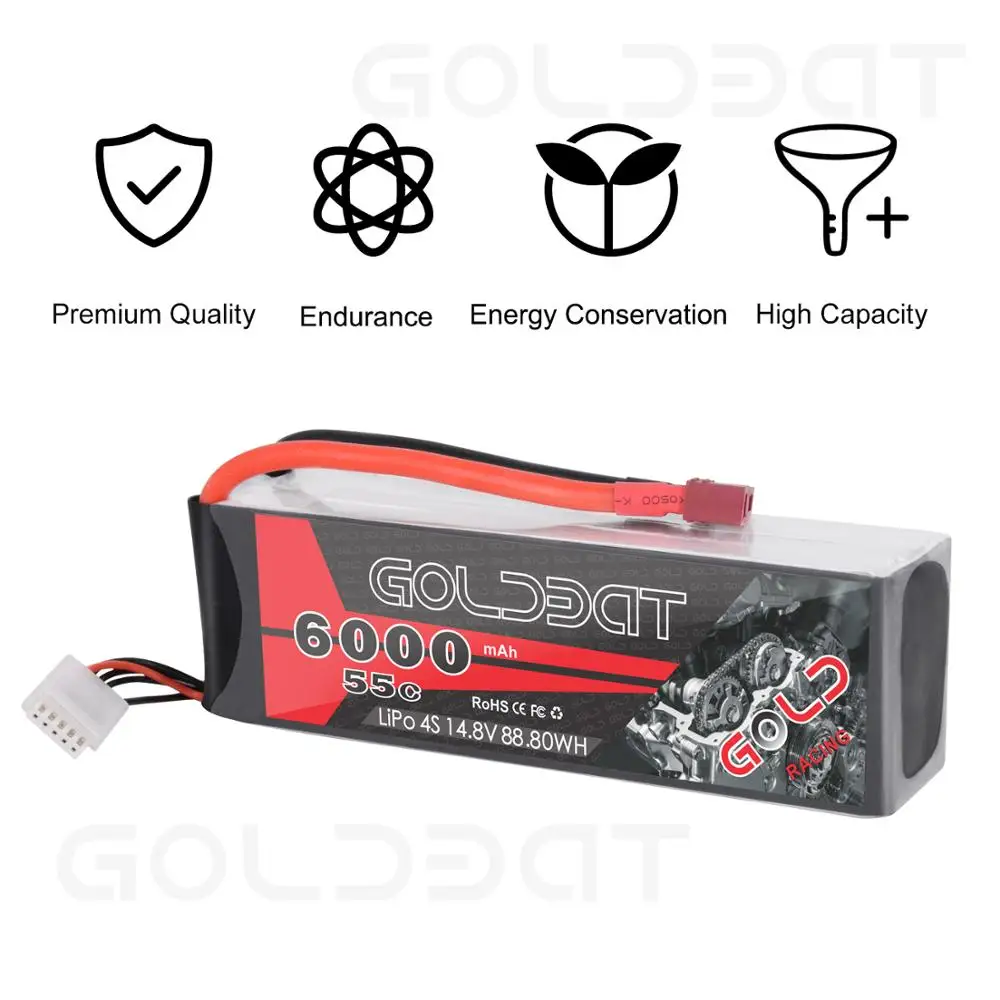 GOLDBAT 6000mAh lipo батарея 14,8 v 4S RC автомобиль 6000mAh lipo 55C батарея LiPo 14,8 v с штекером Deans для RC грузовика RC Heli самолета