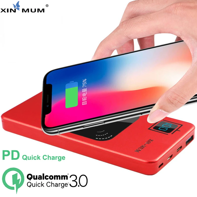 

XIN-MUM 10000mAh Wireless Power Bank PD Quick Charger for iPhone X XS XR MAX QC3.0 Fast Charger Battery for All Mobile Phones
