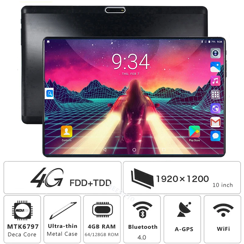 

Original Deca Core 10 inch Tablet 4GB RAM 64G/128GB ROM 10.1" Display Tablets Deca Core 1920x1200 8MP+2MP Camera Android Tablets