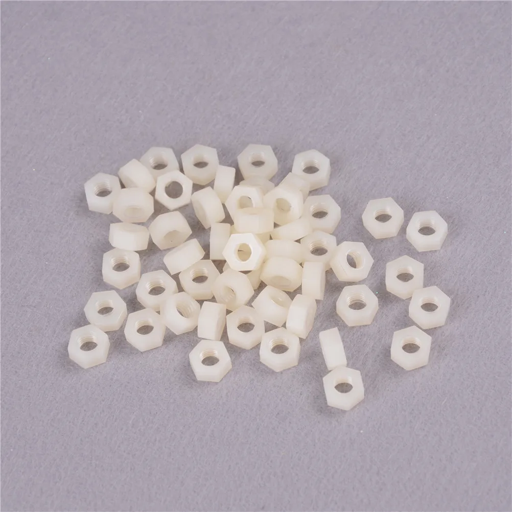 

50Pcs/PACK DIN934 M2 M2.5 M3 M4 M5 M8 Nylon Hex Nut Hexagon Plastic Hex Nuts NL05