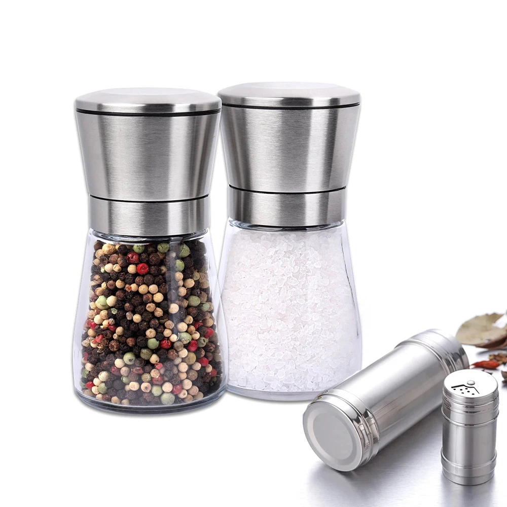 

Stainless Steel Seasoning Salt Sugar Bottle Pepper Grinder Shakers Pepper Mill with Adjustable Ceramic Rotor Kitchen Tool