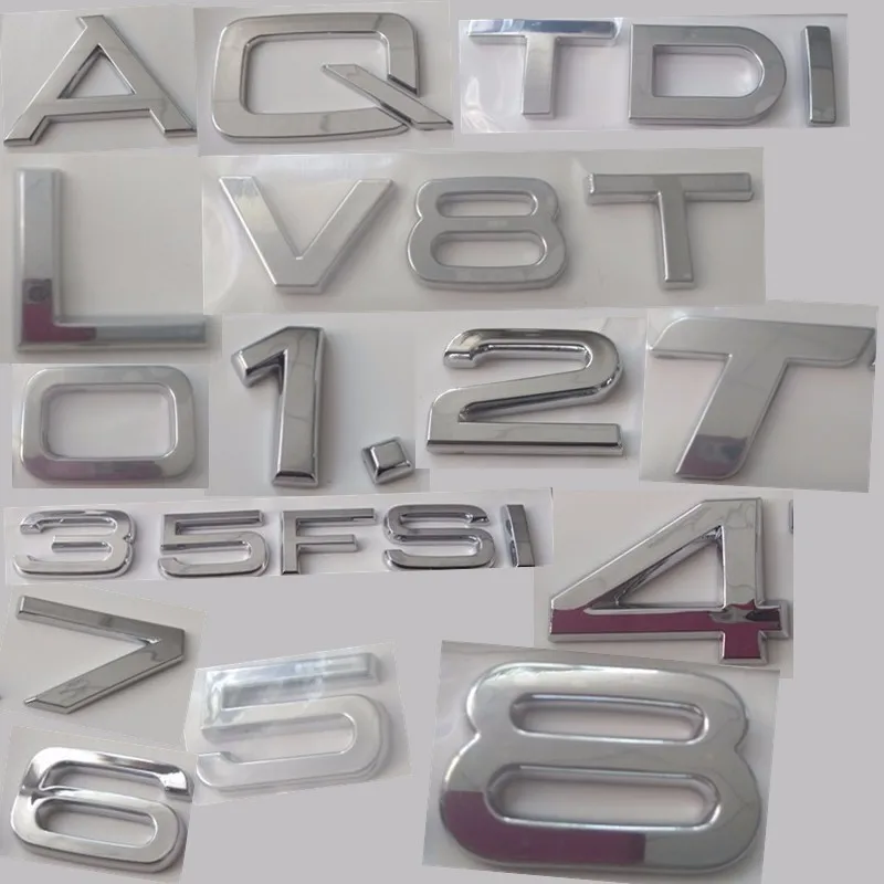 Хром Numer хорошее качество 0 1 2 3 4 5 6 7 8 и буква A D F I L S Q T знак для Audi A3 A5 автомобиля замена наклейка багажник значок - Название цвета: SILVER
