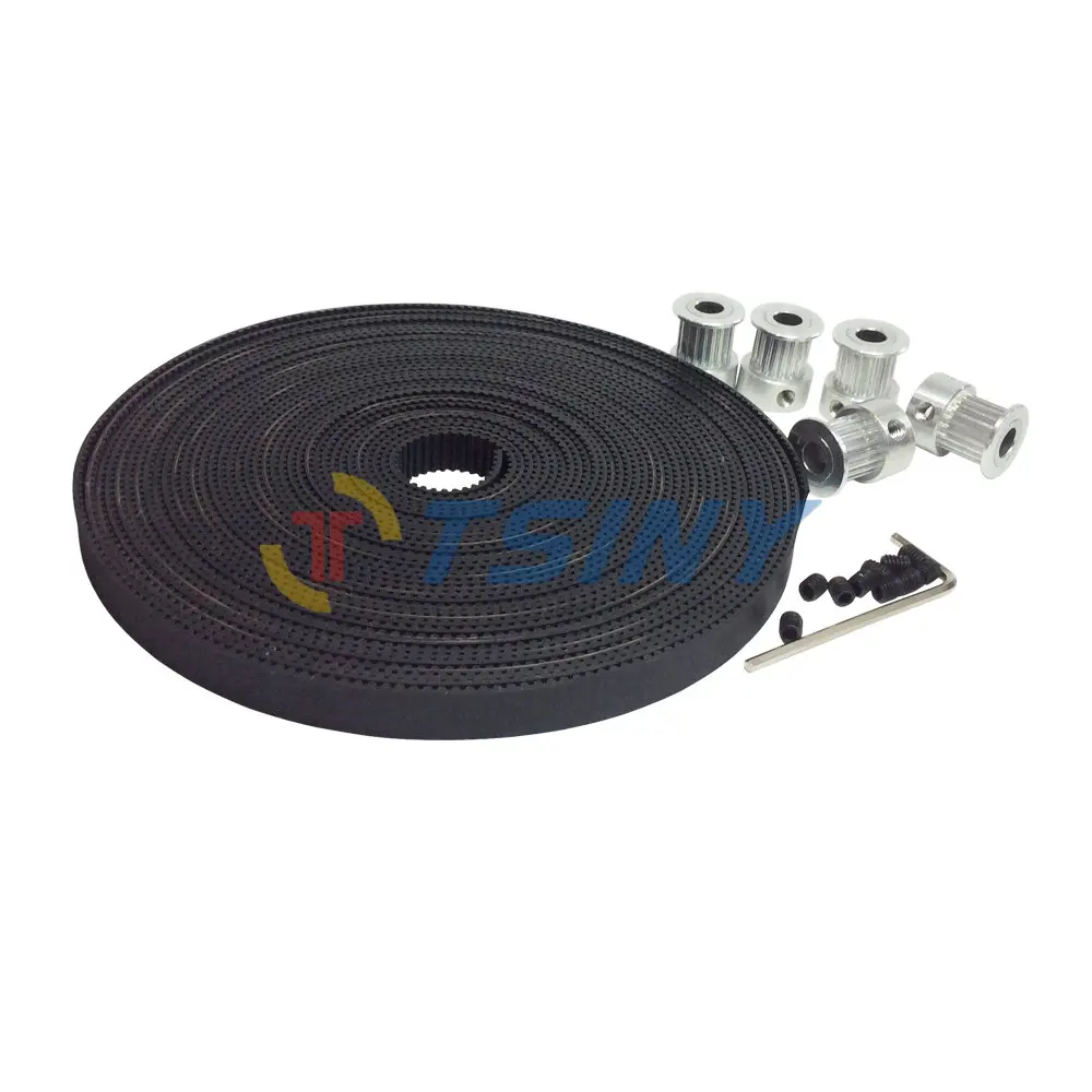 

HTD GT2 Open Ended Transmission Belts 5 Meters Belt Width 9mm and 5pcs 2GT Timing Belt Pulley 16 Teeth Bore 5mm for 3D Printer