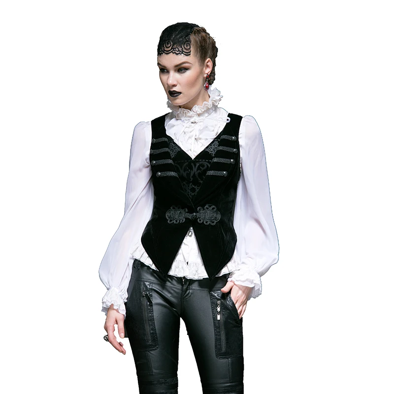 PUNK RAVE Gothic Women's Black Red Vintage Jacket Coat Steampunk Palace Vintage Style Embroidery Flower Swallowtail Short Coats