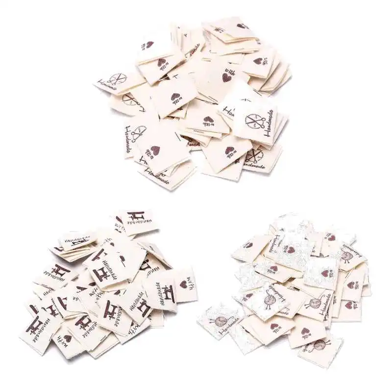 

50pcs Washable Cotton Clothing Handmade Labels Embossed Tags DIY Flag Labels For Garment Sewing Accessories
