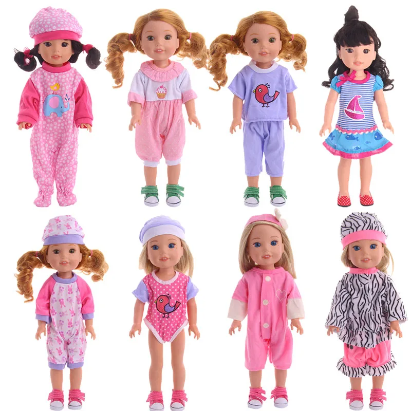 not Including Dolls.） 14-15 inch Doll Clothes&Accessories 7set Clothes fit American Dolls Clothes（Dolls and Glasses are for Display Purposes only 