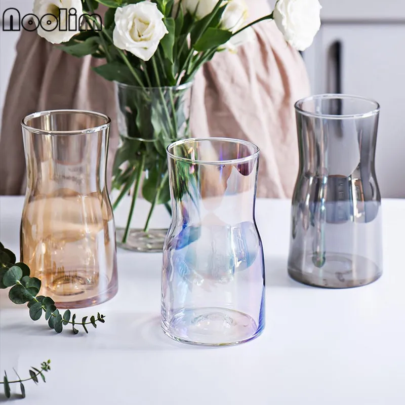 

Wide Mouth Concise Small Vase Glass Flower Arrangement Gradient Handmade Crafts Desktop Ornaments