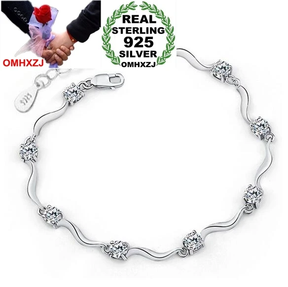 

OMHXZJ Wholesale Fashion present High Quality AAA Zircon Amethyst 925 Sterling Silver purple Gift Women Bracelets Bangles SZ26