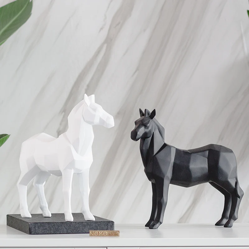 white black resin abstract horse figurines home decor crafts room