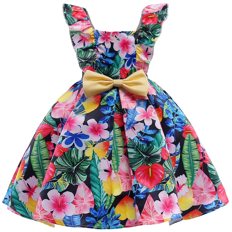 Summer baby girl clothe 2018 print petal sleeve Dresses children flower