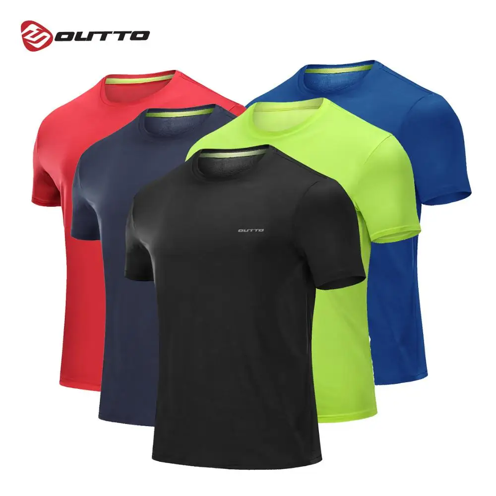 Мужские футболки для бега Outto, быстросохнущие эластичные тонкие футболки для пробежек, тренировочные футболки с коротким рукавом, спортивная одежда для спортзала, фитнеса, Топ#1802
