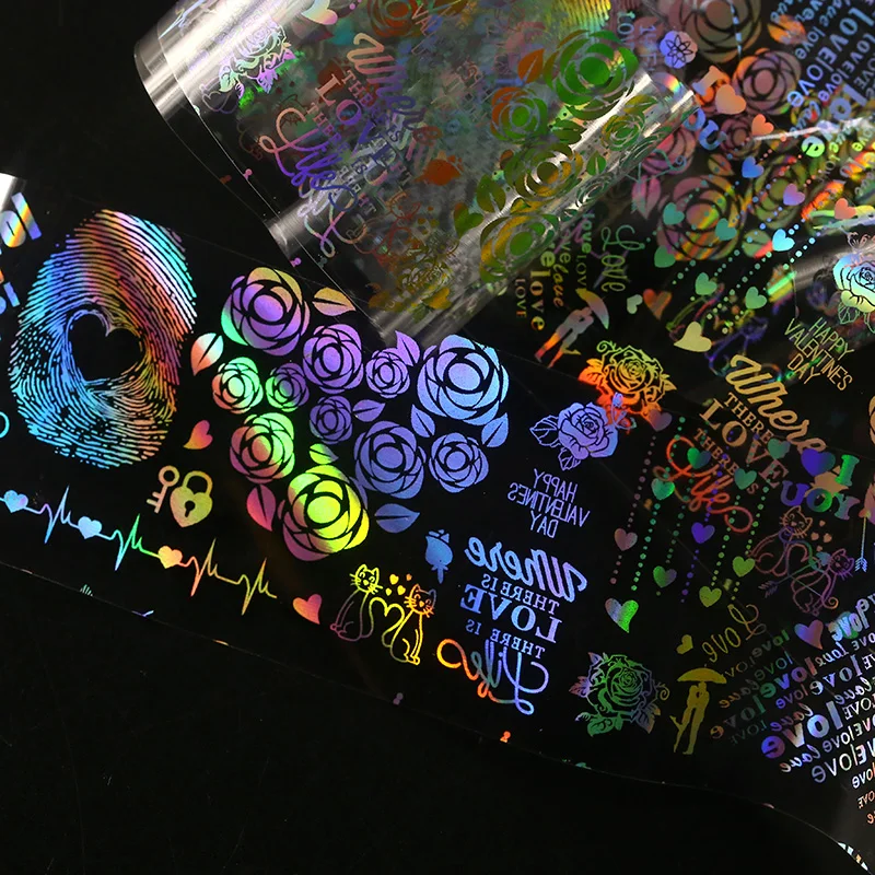 

1 Roll Holographic Starry Sky Nail Foil 4*100cm Laser Rose ecg Manicure Nail Art Transfer Sticker Decorations