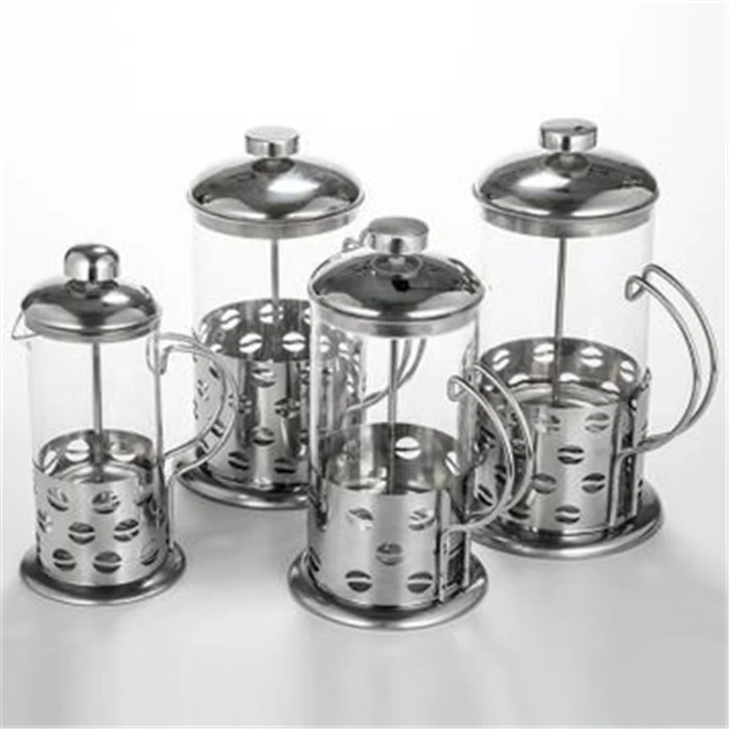 350ml 1L нержавеющая сталь давление горшок стеклянный фильтр чайник кофе ручной