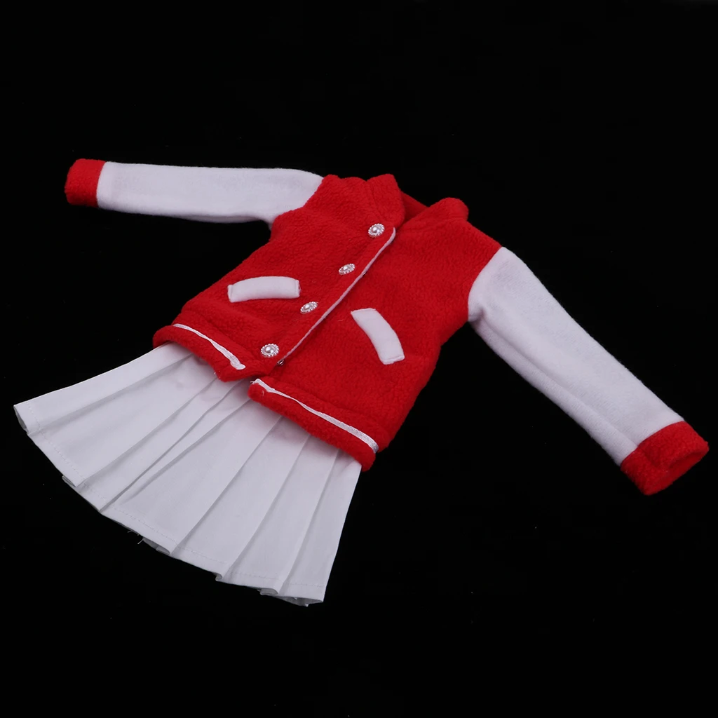 1/3 Student Baseball Uniform Plush Coat & White Sleeveless Dress for BJD Night Lolita Doll Gift