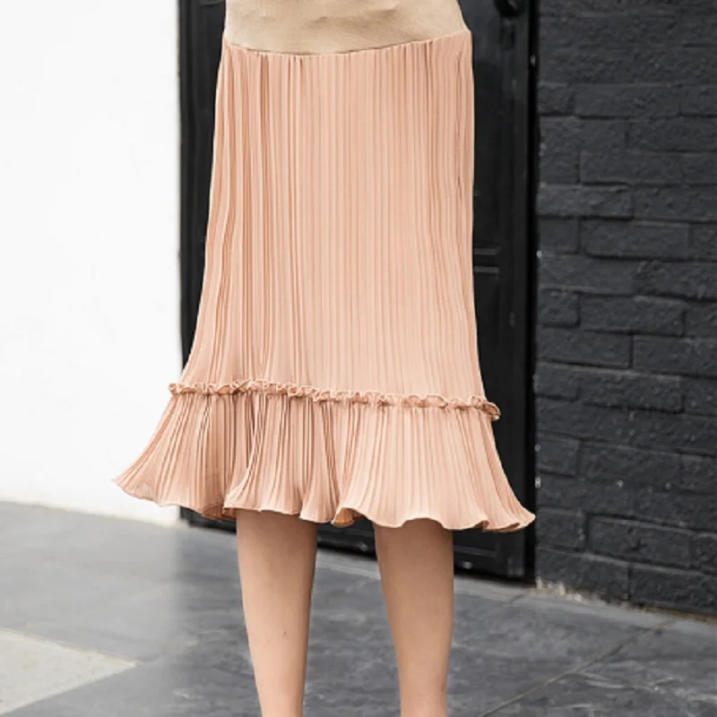 

Spring Autumn Summer Abnominal Lift Skirt for Women In Maternity In Style of Chiffon Mermaid In Prenatal and Postnatal Period