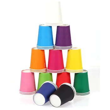 

10Pcs Pure Color 250ml Paper Cup Disposable Tableware Party Cups DIY Craft Supplies kindergarten Children Handmade Materials