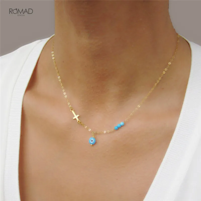 

Turkey Blue Eyes Pendant Necklace For Women Gold Silvlr Color Bijoux Beads Statement Necklaces Collier Jewelry bijoux femme Z4