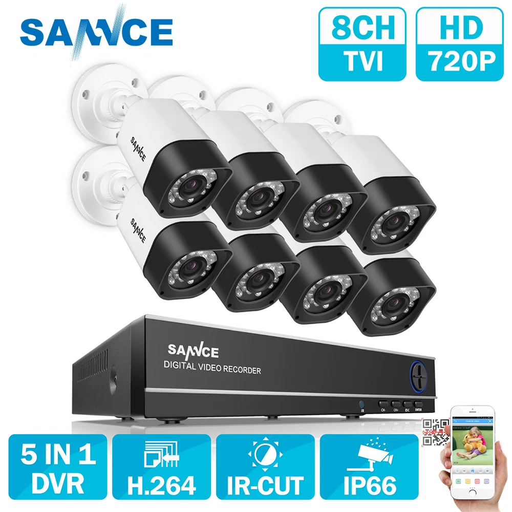 SANNCE 8CH CCTV система 720 P HDMI аналоговая камера высокого разрешения видеонаблюдения