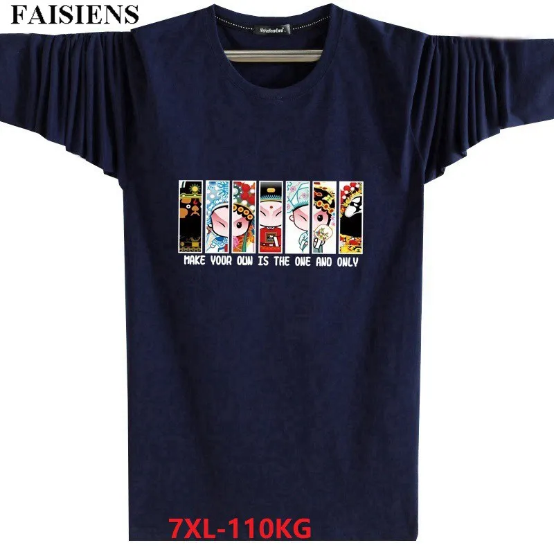 

FAISIENS Men Autumn Winter 6XL T-Shirts 7XL Cotton Cheap Plus Size 5XL Long Sleeve Loose Ocean Dolphin Large Size Casual Tshirt