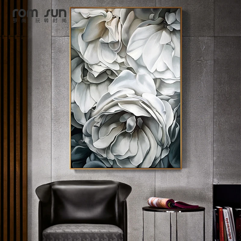 HD скандинавском стиле белая Роза холст живопись искусство настенные картины для гостиной HD Современное украшение дома плакаты и принты LS006