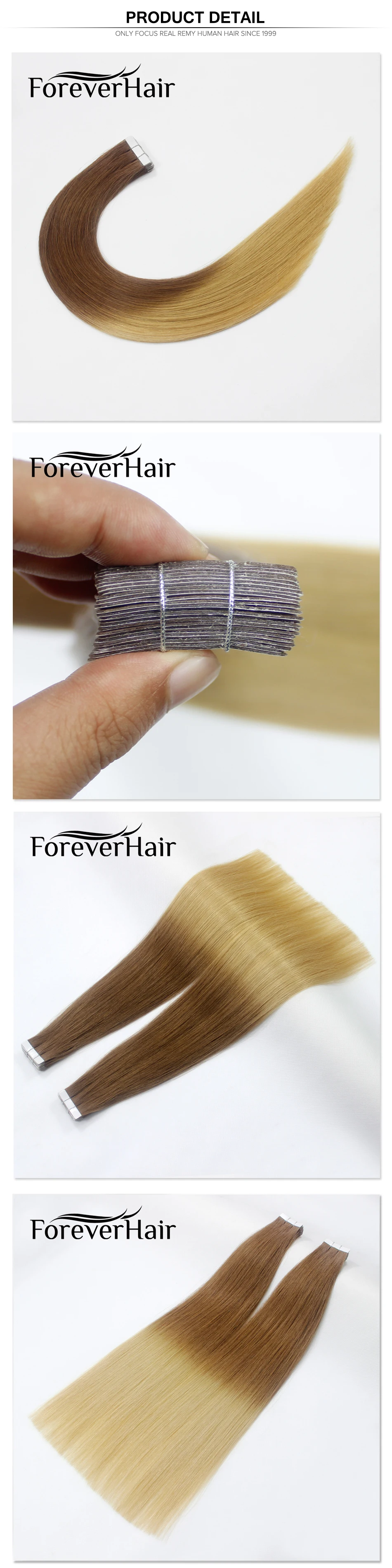 FOREVER HAIR Two Tone Skin Weft бесшовный клей лента для наращивания человеческих волос Remy 2 г/шт. блонд Двусторонняя лента 40 г/упак