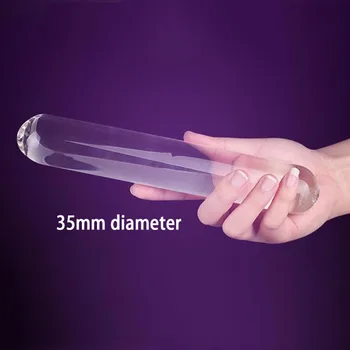 Smooth Cylinder Glass Double Dildo Big Huge Large Clear Glass Penis Anal Plug G Spot Stimulator Dildos For Women Lesbian Sex Toy 5