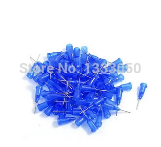 

100 Pcs Stainless Steel Tip Blue Plastic Shell 22G Dispenser Needles