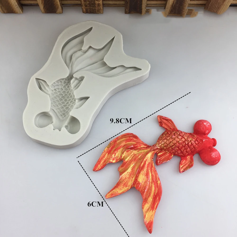 3D Золотой рыбный пирог плесень приспособление для украшения помадка силиконовая форма для торта Форма для сахарной пасты цветок марципан моделирование пасты