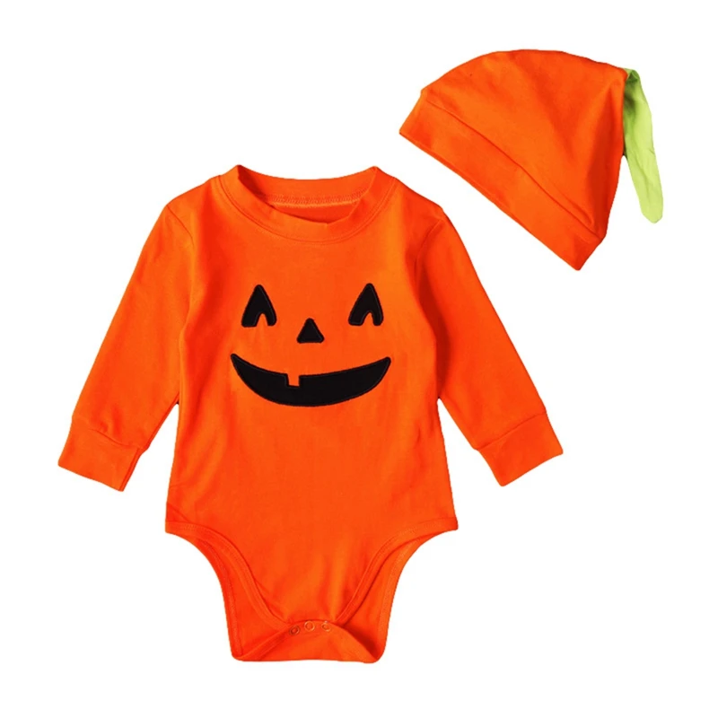 

Baby Boy Girls Clothing Sets Newborn Baby Lovely Printed Romper Hat 2pcs Halloween Outfits