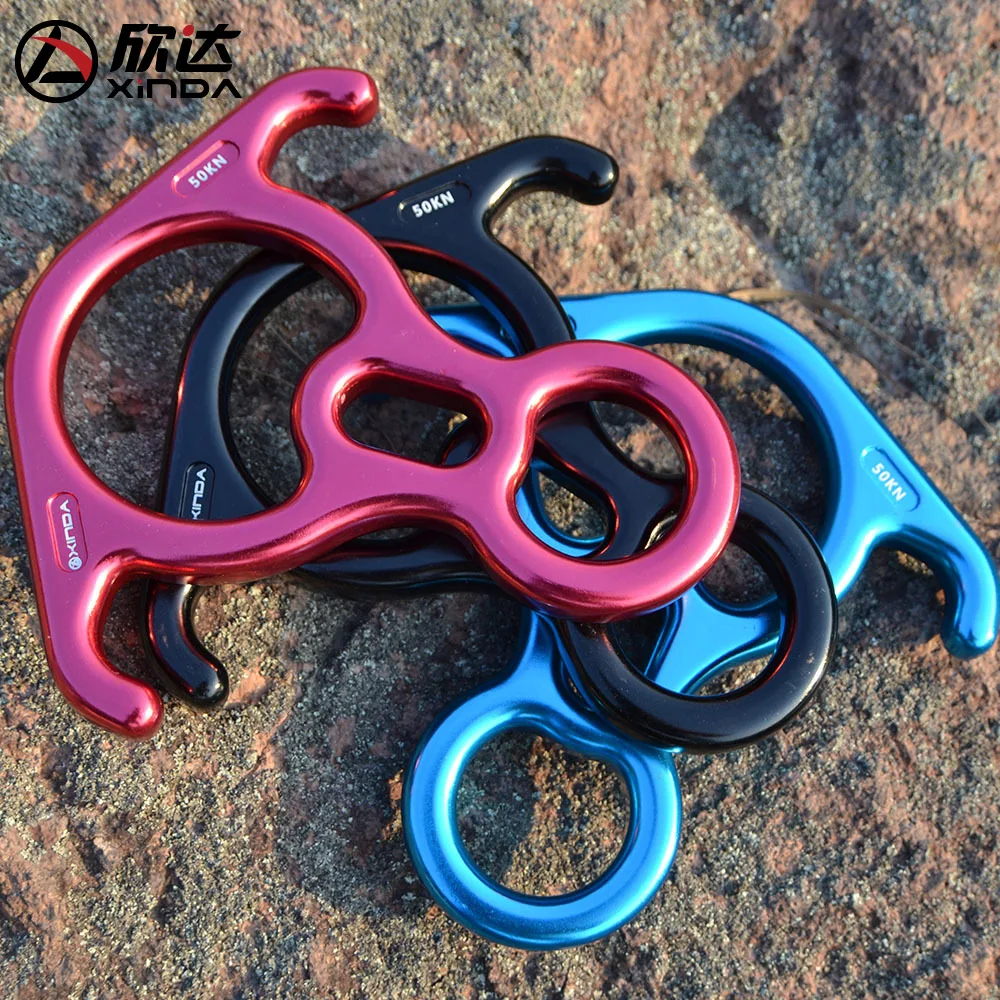 Cena XINDA outdoor aluminium stop magnezu wspinaczka skałkowa 8 słowo pierścień 50KN Ox Horn Hoop urządzenie Abseiling downhill zwolnij Descender